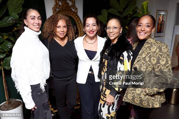 Deborah O'neal, Kelli Richardson Lawson, Lisa Wardell, Traci Otey Blunt and Lisa Bolden attend the Miraco Valentine's Day Jewelry Party featuring...