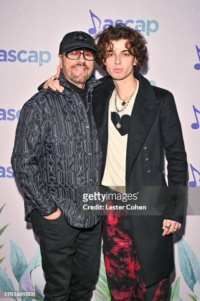 Desmond Child and Mehro attend the ASCAP Grammy Brunch at Four Seasons Hotel Los Angeles at Beverly Hills on February 02, 2024 in Los Angeles,...