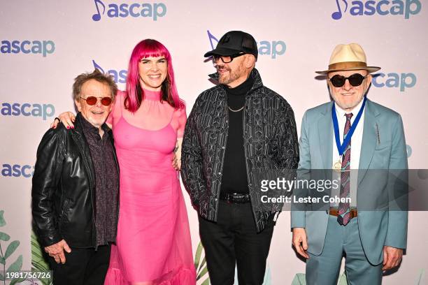 Paul Williams, President & Chairman of the Board, ASCAP, Victoria Asher, Desmond Child and Peter Asher attend the ASCAP Grammy Brunch at Four Seasons...