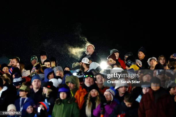 Fans look on during the final of the Women's Aerials Competition at the Intermountain Healthcare Freestyle International Ski World Cup at Deer Valley...