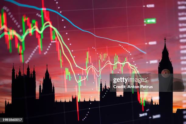 big ben in london at the backdrop of economic data - political uncertainty stock pictures, royalty-free photos & images