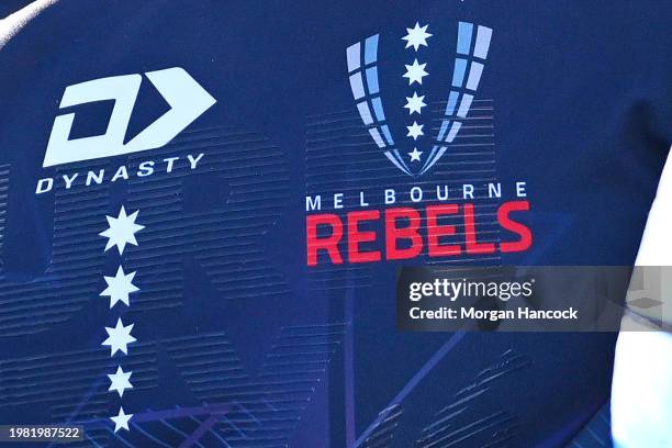 General view of the Melbourne Rebels logo during the Super Rugby Pacific Trial Match between Melbourne Rebels and NSW Waratahs at Harold Caterson...