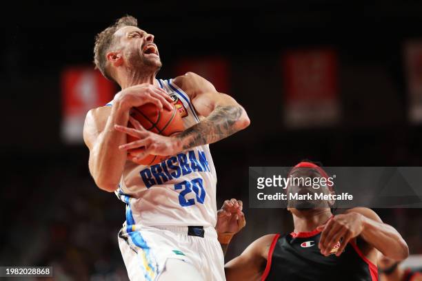 Nathan Sobey of the Bullets in action during the round 18 NBL match between Illawarra Hawks and Brisbane Bullets at WIN Entertainment Centre, on...