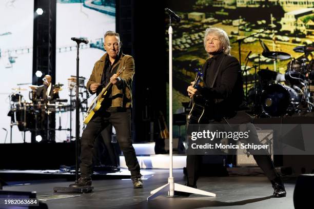 Bruce Springsteen and Honoree Jon Bon Jovi perform during the 2024 MusiCares Person of the Year Honoring Jon Bon Jovi during the 66th GRAMMY Awards...