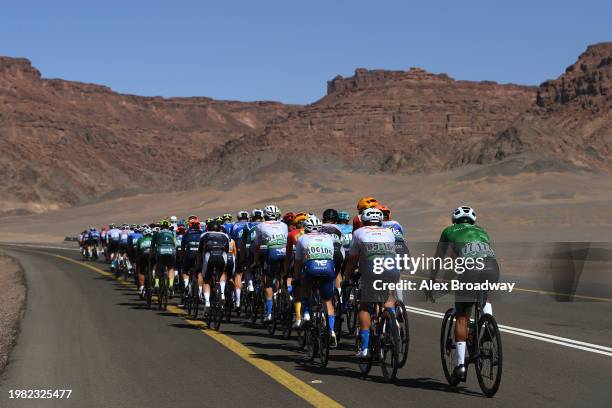 General view of the peloton passing through a landscape during the the 4th AlUla Tour 2024, Stage 5 a 150.2km stage from AlUla Old Town to Skyviews...