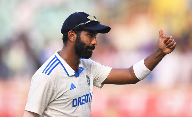 Jasprit Bumrah of India makes his way off after taking six wickets during day two of the 2nd Test Match between India and England at ACA-VDCA Stadium...