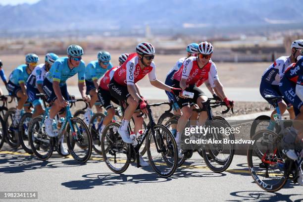 Nicolas Debeaumarche of France and Ben Hermans of Belgium and Team Cofidis compete during the the 4th AlUla Tour 2024, Stage 5 a 150.2km stage from...