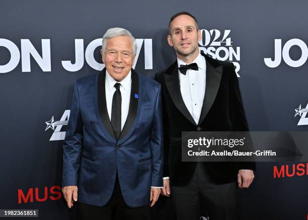 Robert Kraft and Michael Rubin attend the 2024 MusiCares Person of the Year Honoring Jon Bon Jovi at Los Angeles Convention Center on February 02,...