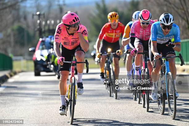 Stefan Bissegger of Switzerland and Team EF Education - EasyPost and Dries De Bondt of Belgium and Decathlon AG2R La Mondiale Team compete in the...