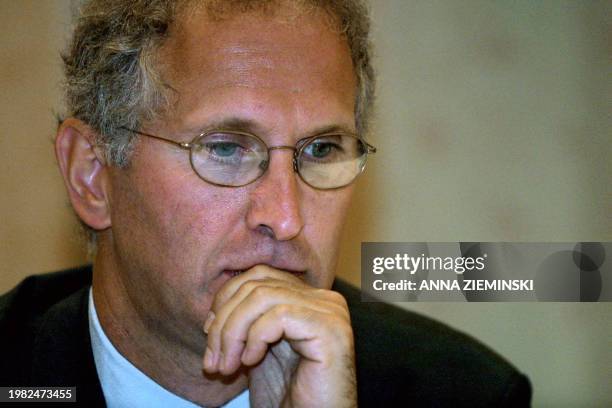 Attorney Ed Fagan is pictured at a press conference in Cape Town 06 July 2002. Fagan announced that the class action lawsuit against various...