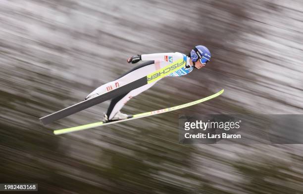 Jacqueline Seifriedsberger of Austria competes during the FIS World Cup Ski Jumping Women Individual HS147 on February 03, 2024 in Willingen, Germany.