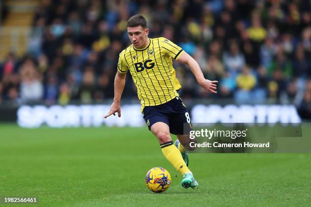 Cameron Brannagan of Oxford United runs with the ball during the Sky Bet League One match between Oxford United and Reading at Kassam Stadium on...