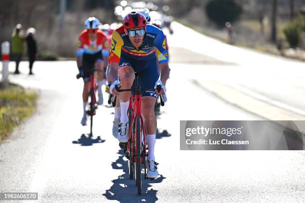 Tim Declercq of Belgium and Team Lidl - Trek leads the peloton during the 54th Etoile de Besseges - Tour du Gard, Stage 4 a 158.48km stage from...