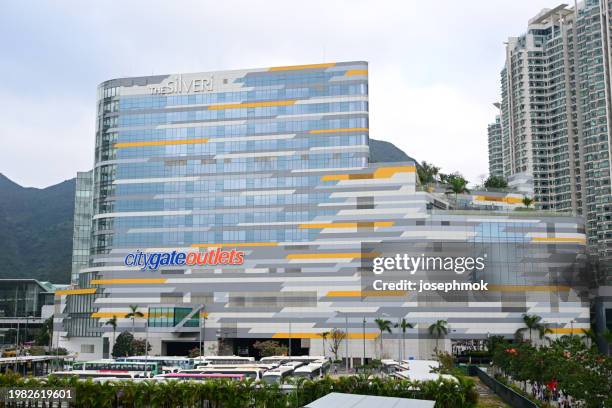 citygateoutlets and the silveri shopping mall in lantau island, hong kong - outlet store stock pictures, royalty-free photos & images