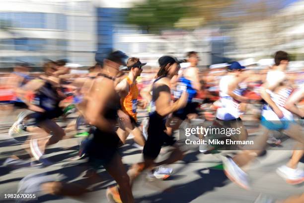 Runners race through the course during the 2024 U.S. Olympic Team Trials - Marathon on February 03, 2024 in Orlando, Florida.