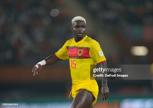 Zito Andre Sebastiao Luvumbo of Angola looks on during the TotalEnergies CAF Africa Cup of Nations quarterfinal match between Nigeria and Angola at...
