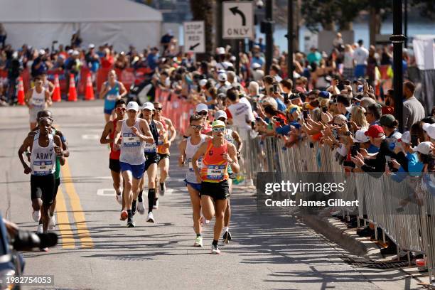 Runners race through the course during the 2024 U.S. Olympic Team Trials - Marathon on February 03, 2024 in Orlando, Florida.