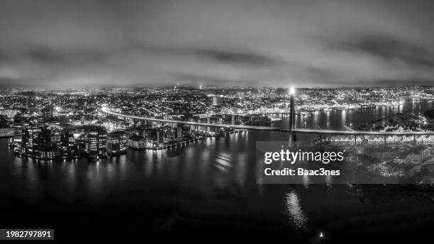 panorama view of stavanger city, norway - monochrome scene stock pictures, royalty-free photos & images