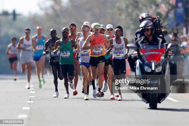 Zachery Panning leads the field during the 2024 U.S. Olympic Team Trials - Marathon on February 03, 2024 in Orlando, Florida.