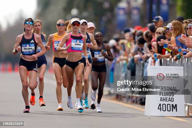 Runners race through the course during the 2024 U.S. Olympic Team Trials - Marathon on February 03, 2024 in Orlando, Florida.