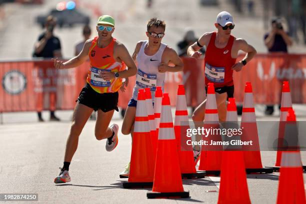 Zachery Panning leads the field during the 2024 U.S. Olympic Team Trials - Marathon on February 03, 2024 in Orlando, Florida.