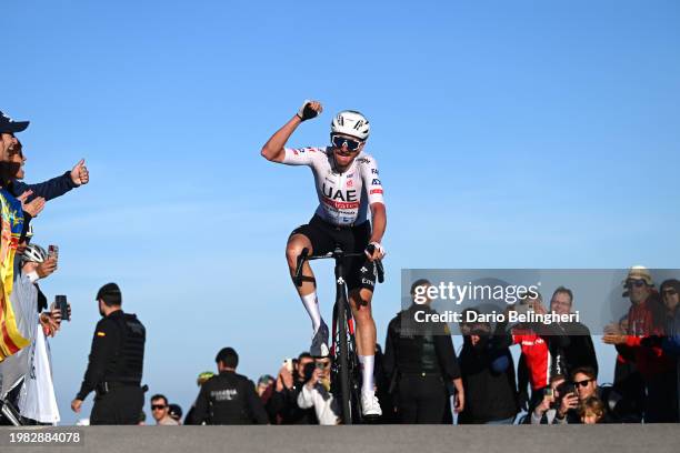 Brandon McNulty of The United States and Team UAE Emirates celebrates at finish line as stage winner during the 75th Volta a la Comunitat Valenciana...