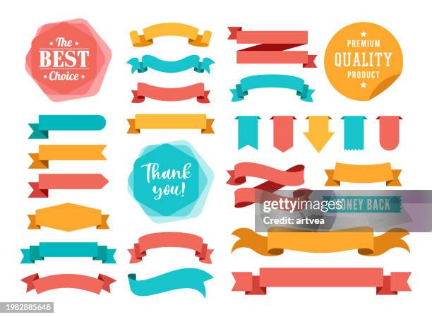 bildbanksillustrationer, clip art samt tecknat material och ikoner med set of the ribbons and badges - webbanner