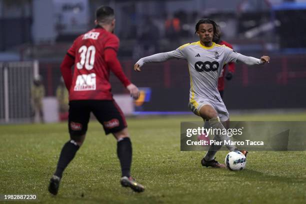 William Balikwisha of Standard Liegi in action during the Jupiler Pro League match between RWDM Brussels FC and Standard de Liege at Edmond Machtens...