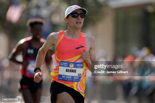 Colin Bennie runs through the course during the 2024 U.S. Olympic Team Trials - Marathon on February 03, 2024 in Orlando, Florida.