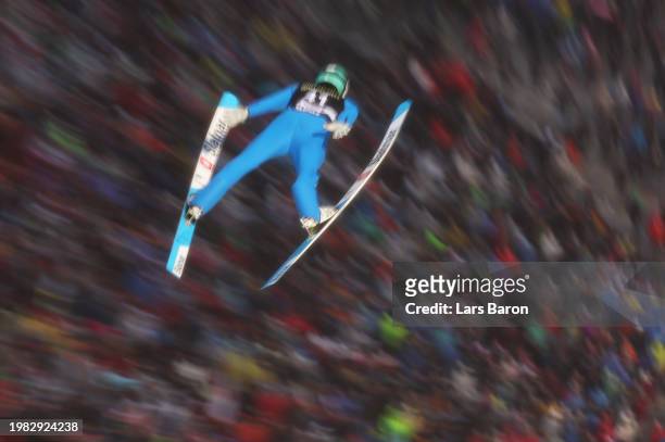 Peter Prevc of Slovenia competes during the FIS World Cup Ski Jumping Men Individual HS147 on February 03, 2024 in Willingen, Germany.