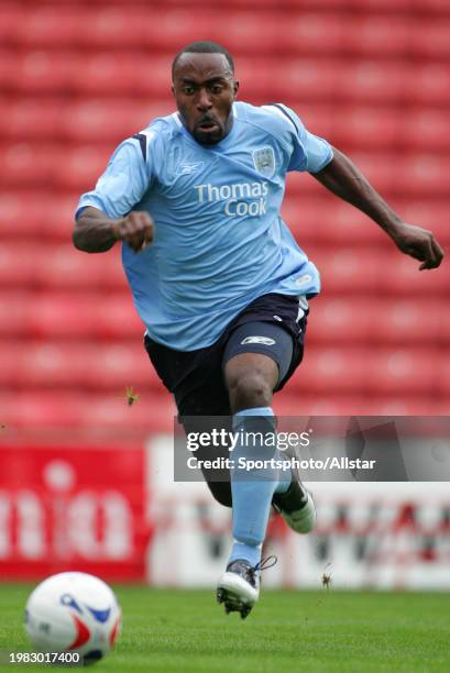 July 30: Darius Vassell of Manchester City on the ball during the Pre-season Friendly match between Stoke City and Manchester City at Britannia...