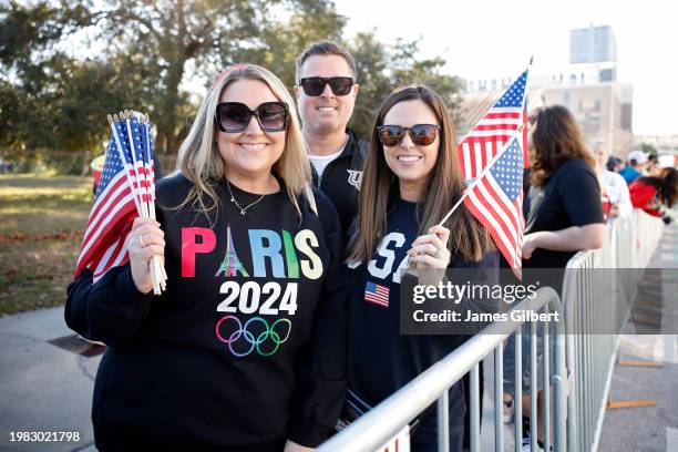 Fans pose for photos during the 2024 U.S. Olympic Team Trials - Marathon on February 03, 2024 in Orlando, Florida.