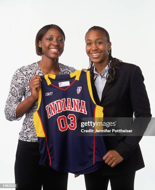 Portrait of Gwen Jackson and Tamika Catchings of the Indiana Fever during the WNBA Draft on April 25, 2003 in Secaucus, NJ. NOTE TO USER: User...