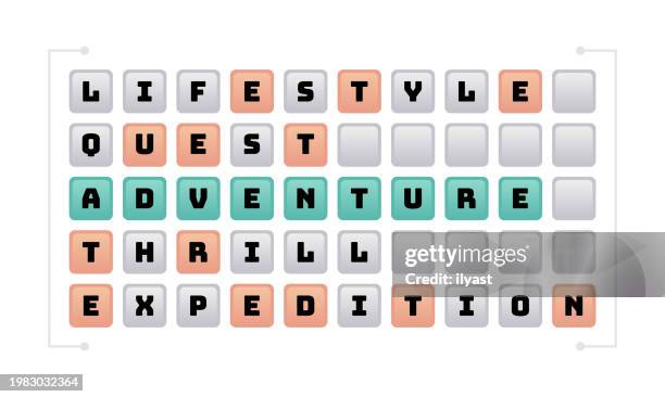 word cloud for adventure - crossword stock illustrations