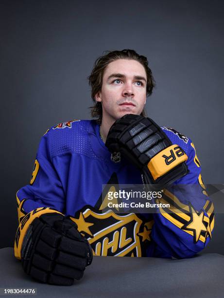 Clayton Keller of the Arizona Coyotes of team Matthews poses for his portrait prior to the 2024 Honda NHL All-Star Game on February 03, 2024 in...