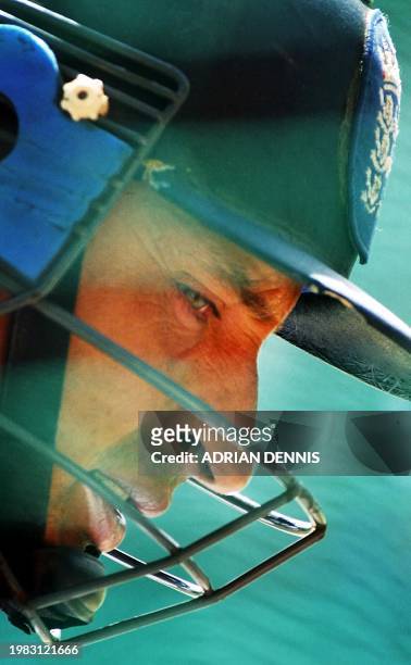 England's Captain Nasser Hussain in the batting nets during a morning practice session at Newlands Stadium in Cape Town 21 February 2003. Hussain has...