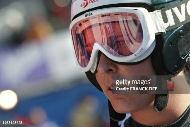 Austrian Michaela Dorfmeister poses after the FIS Alpine World Ski Championships women's downhill training 3 in St Moritz 07 February 2003. AFP PHOTO...