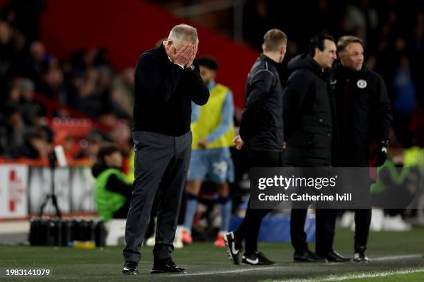 Chris Wilder, Manager of Sheffield United, looks dejected during the Premier League match between Sheffield United and Aston Villa at Bramall Lane on...