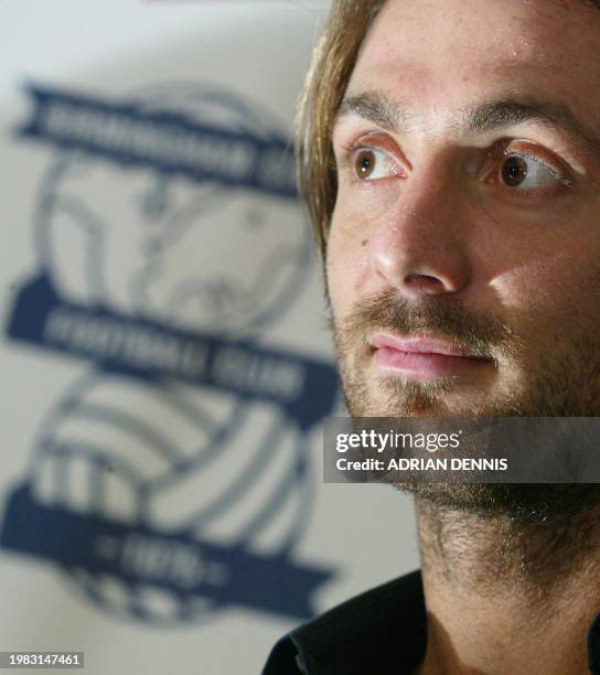 French international Christophe Dugarry poses for photographers at a press conference at Birmingham City Football Club 02 January 2003. Birmingham...