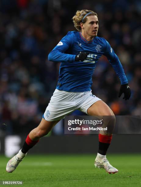 Todd Cantwell of Rangers is seen in action during the Cinch Scottish Premiership match between Rangers FC and Livingston FC at Ibrox Stadium on...