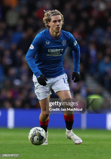 Todd Cantwell of Rangers is seen in action during the Cinch Scottish Premiership match between Rangers FC and Livingston FC at Ibrox Stadium on...