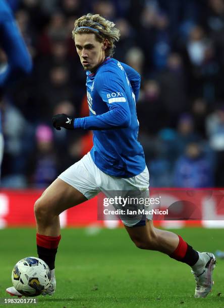 Todd Cantwell of Rangers is seen in action during the Cinch Scottish Premiership match between Rangers FC and Livingston FC at Ibrox Stadium on...