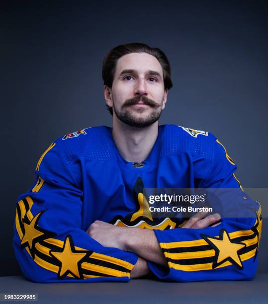 Filip Forsberg of the Nashville Predators poses for his portrait prior to the 2024 Honda NHL All-Star Game on February 03, 2024 in Toronto, Ontario.