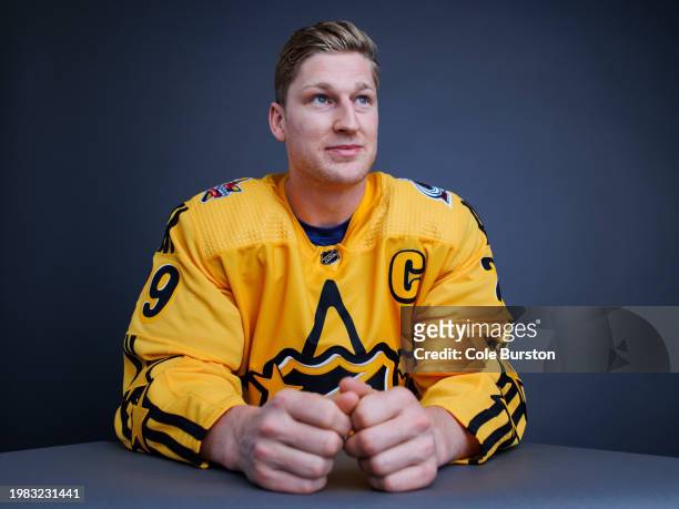 Nathan MacKinnon of the Colorado Avalanche poses for his portrait prior to the 2024 Honda NHL All-Star Game on February 03, 2024 in Toronto, Ontario.