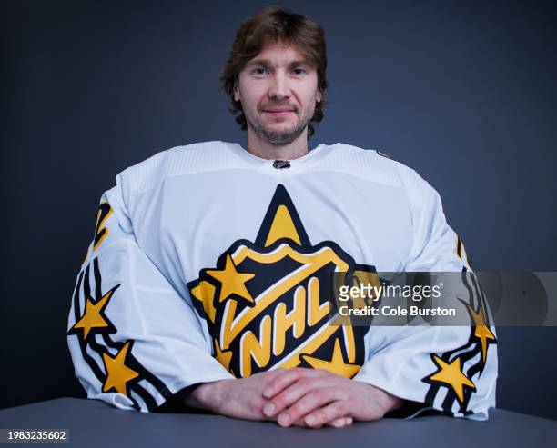 Sergei Bobrovsky of the Florida Panthers poses for his portrait prior to the 2024 Honda NHL All-Star Game on February 03, 2024 in Toronto, Ontario.