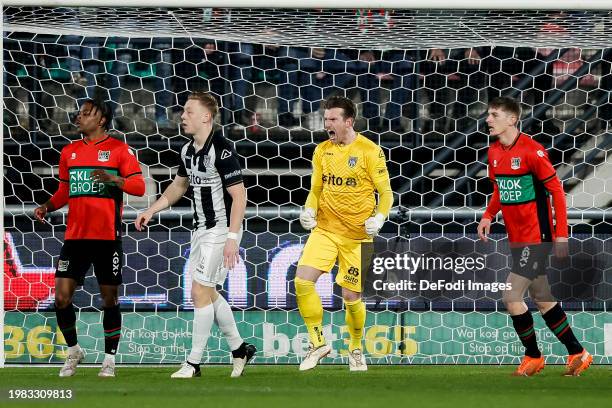 Michael Brouwer of Heracles Almelo looks on during the Dutch Eredivisie match between NEC Nijmegen and Heracles Almelo at McDOS Goffertstadion on...