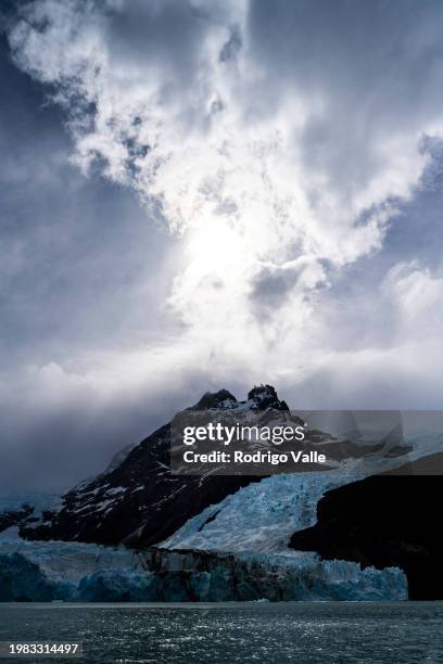 General view of Spegazzini glacier at Lago Argentino in Parque Nacional Los Glaciares on December 12, 2023 near El Calafate, Argentina. Seventeen...