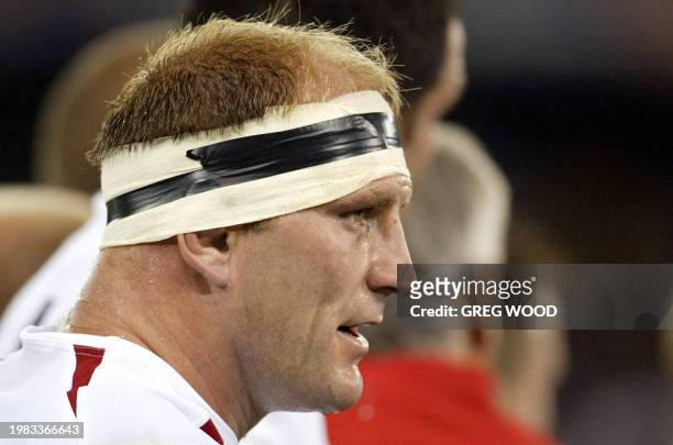 Portrait of England's N°8 Lawrence Dallaglio during the Rugby World Cup Pool C match between England and Samoa at Docklands Stadium in Melbourne, 26...
