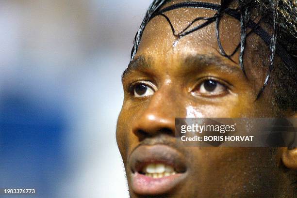 Portrait of Marseille's forward Didier Drogba taken 01 October 2003 at the Velodrome stadium in Marseille during the Champions League soccer match...