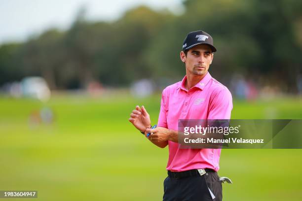 Captain Joaquin Niemann of Torque GC gestures during day two of the LIV Golf Invitational - Mayakoba at El Camaleon at Mayakoba on February 03, 2024...
